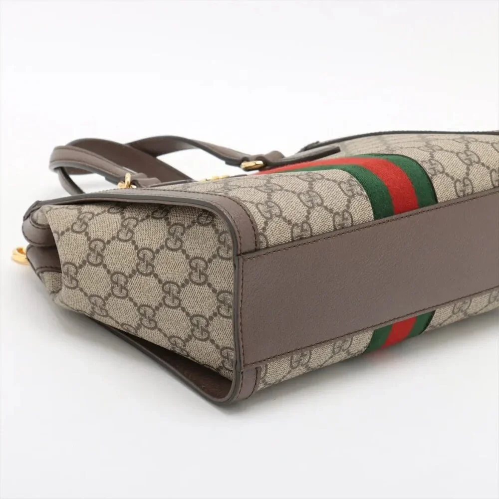 Sold✅Gucci GG Supreme Ophidia PVCx leather 2 Way Handbag Beige x brown 547551 - Picture 4 of 14
